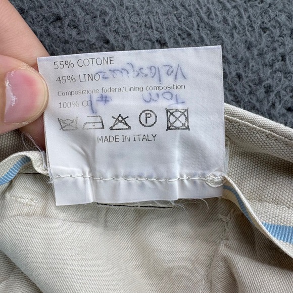 Nardelli Italy Mens 52 6R‎ Beige Cotton Linen Blend Pleated Trousers Pants - Picture 3 of 9